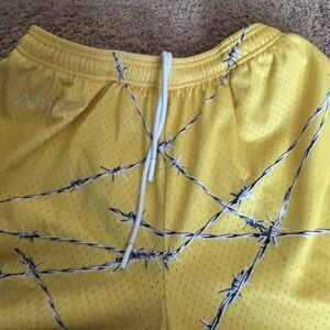 Yellow Barbed Wire Print Shorts